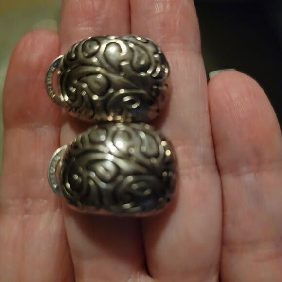 Premier Silver Tone Ornate Clip-On Earrings - Picture 2 of 4